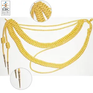 Servicio OEM, Cordón Dorado Aiguillette en Hilo Metálico de Seda, Mylar o Alambre de Bullion con Puntas Doradas - Product Image 1