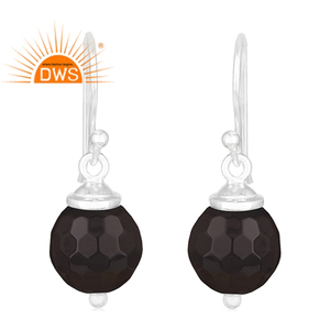 Faceted Black <b>Onyx</b> Gemstone <b>Earrings</b> Suppliers Indian Designer 925 Fine Silver Dangle <b>Earrings</b> Jewelry - Product Image 1