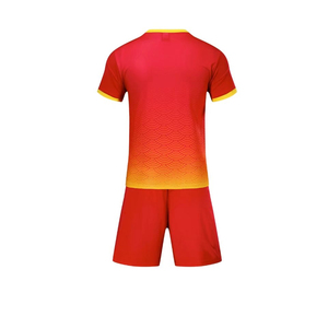 Ensemble de maillots de football pour hommes, dégradé rouge jaune, col en v, manches courtes, kit uniforme évacuant l'humidité, pour adultes, toutes saisons - Product Image 3