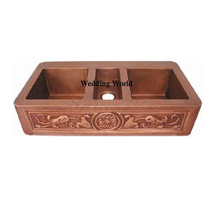 Évier à double cuvette en cuivre de qualité supérieure fait à la main bassin de fantaisie classique élégant en gros de luxe nouvel évier en cuivre - Product Image 1