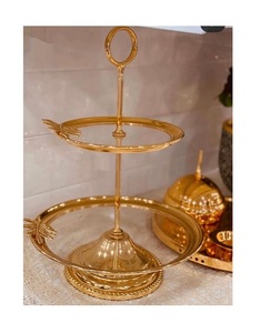 Soporte para pasteles de doble nivel Soporte para pasteles de color dorado de metal con soporte para pasteles y postres de calidad superior a bajo precio - Product Image 5