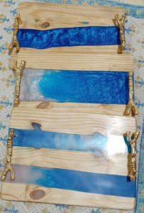 Plateau de service en résine et bois, bricolage de corée, avec poignée en laiton, outils de cuisine pour hôtel et Restaurant, plateau de Table basse, bricolage - Product Image 4