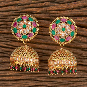 Pendiente de Jhumki antiguo, chapado en oro, 206924 - Product Image 4