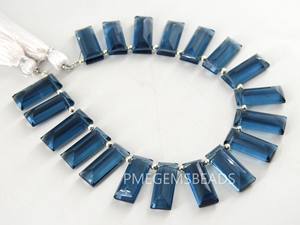 London <b>Blue</b> HydroGlass Faceted Rectangle 18X7MM Loose Bead Handmade Briolette Baguette Pair Size Gemstone Stone Glass Beads - Product Image 4