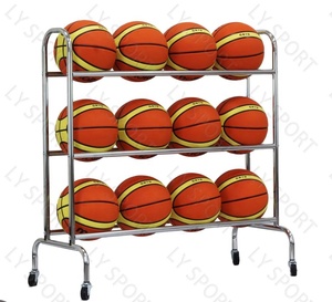 Support à billes en acier durable à 3 niveaux avec roulettes Chariot de basket-ball pour 12 bancs et supports de qualité supérieure - Product Image 1