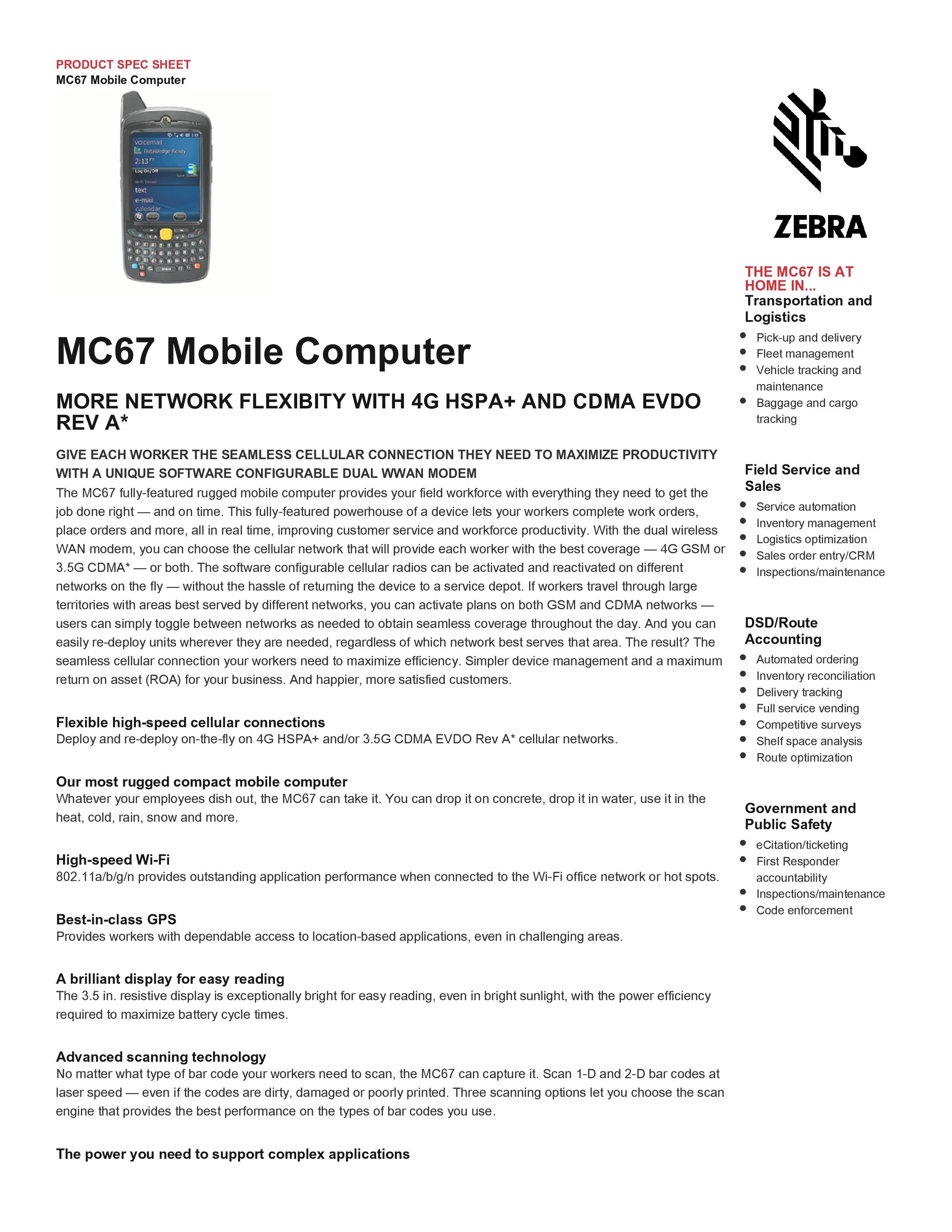 Hot Selling Handheld Rugged Computer PDA MC67