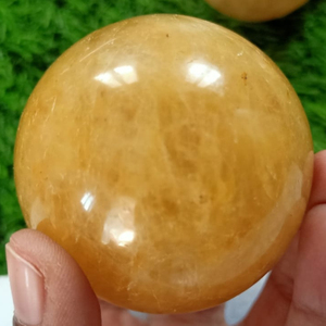 Sphère de cristal de calcite jaune naturelle, boule de pierre précieuse polie à la main pour la guérison, la méditation, la décoration de la maison et du bureau, cadeau - Product Image 1