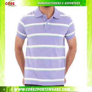 OEM Whole Sale High Quality Men Stripped <b>100</b>% Cotton Knitted Fabric Street Wears Polo Shirts for Men - Product Image 3