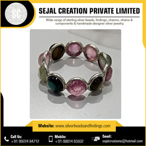 Bracelet à breloques en argent sterling 925 avec pierres précieuses CZ Bijoux de mode du fabricant indien - Product Image 4