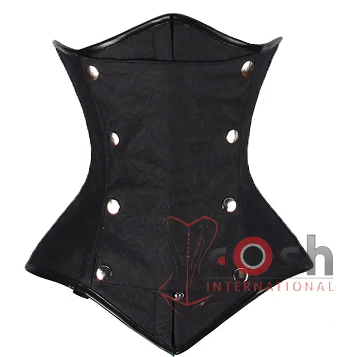 Nouveau design de corset de brocart noir amincissant à la taille avec armature sous le buste vendeurs de corset à panneau avant détachable