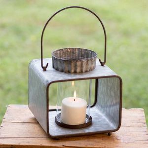 Galvanized Square Hanging Votive Holder for Home Decoration and <b>Easter</b> - Product Image 1