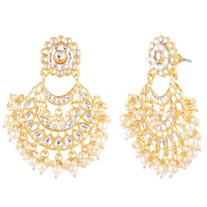 ชุดต่างหูสำหรับผู้หญิง,เครื่องประดับบอลลีวูดอินเดียคริสตัล Kundan ลูกปัดสไตล์บาร์ขนาดใหญ่ห้อย Jhumki - Product Image 3