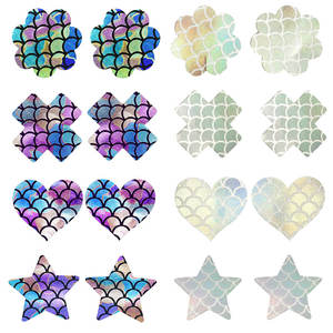 Sexy 1 paio di copri capezzolo di <span class=keywords><strong>colore</strong></span> misto lucidi forma a scaglie di pesce adesivi autoadesivi monouso petali di petto capezzolo pasticcini - Product Image 3