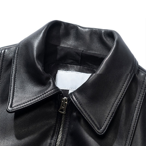 100% chaqueta de cuero de la mejor calidad para mujer, chaqueta de béisbol delgada transpirable de algodón corto de cuero, chaqueta informal simple - Product Image 2