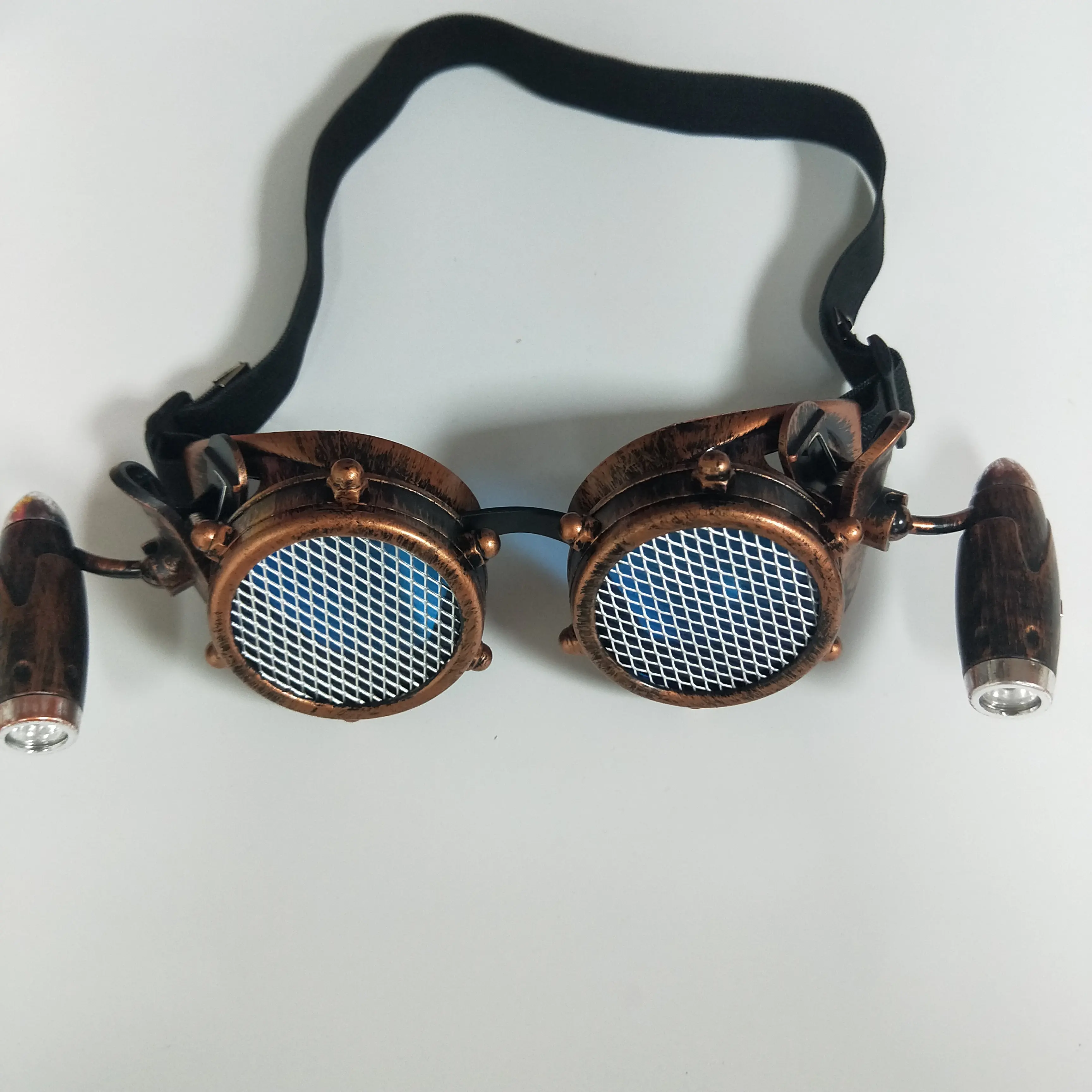 Moda Cosplay Retro gotik Steampunk gözlüğü ile LED ışık parti dekorasyon