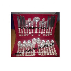 Ensemble de couverts en laiton plaqué argent vaisselle PC en métal inoxydable jetable pour maison cuisine restaurant hôtel avec boîte de rangement - Product Image 3