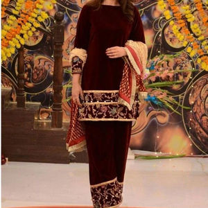 NEW--DESIGNER KURTA, PLAZO WITH DUPATTA--DRESS WITH BEAUTIFUL EMBROIDERY WORK---FOR Party-wear-dress for Party/ Wedding =2021-- - Product Image 1