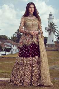 LATEST-BEAUTIFUL--BRIDAL--KURT-WITH-LEHENGA-vestido con estampado de TRAIL, adornado con cuentas de cristal, para boda, 2021 - Product Image 2