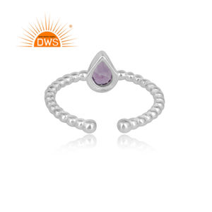 Anillo ajustable de Plata de Ley 925 y amatista Natural, joyería fina - Product Image 4