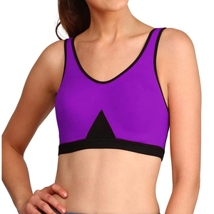 Women's Purple Racerback Sports Bra Scoop Neck Medium Support Breathable Fitness <b>Top</b> Cartoon Print <b>Mesh</b> Front Seamless - Product Image 6