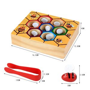 Montessori — jouet fleur en bois pour enfants, Puzzle abeille à moteur fin, pince abeille, <span class=keywords><strong>jeu</strong></span> assorti, couleurs - Product Image 4