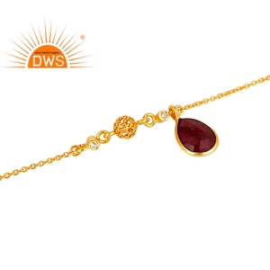 สร้อยข้อมือพลอยเพทายและทับทิมสำหรับผู้หญิงเครื่องประดับผู้ผลิตที่ดีที่สุดเงินสเตอร์ลิงชุบทองธรรมชาติทันสมัย GAN DWS - Product Image 2