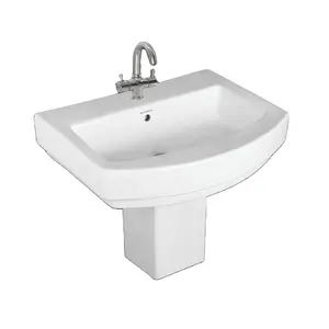 光泽和哑光饰面圆形设计独立式实心表面洗手盆陶瓷石材半基座浴室半水槽