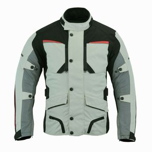Veste longue de moto pour hommes, Textile imperméable, blanc/gris, blindé - Product Image 1