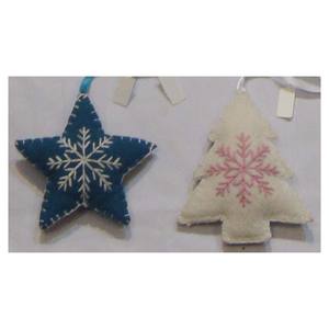 Christmas Hanging ornament Star & Tree Shape With Embroidery Work - Product Image 1