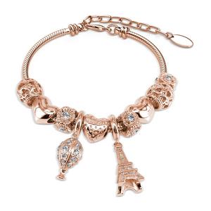 Bracelet La <span class=keywords><strong>Ville</strong></span> Tour Eiffel Romantique Orné de Cristaux Swarovski Bijoux Charme Femmes Bracelet Réglable - Product Image 1