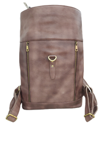 Sac à dos roll-top en cuir véritable unisexe doublure en lin résistant à l'eau bandoulière antivol simple motif logo-femmes - Product Image 5