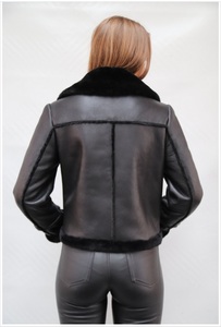 Veste à fermeture éclair unisexe, décontractée, en peau d'agneau véritable, de couleur noir, à la mode, avec vraie fourrure, disponible en toutes les couleurs, fabriqué au Pakistan, nouveau - Product Image 3
