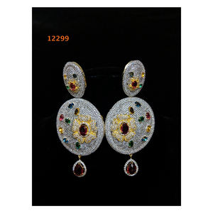 Ensemble de boucles d'oreilles pour mariée afro-américaine plaqué or, diamant, perle, fêtes de mariage, fiançailles, bijoux en cuivre, cadeau parfait - Product Image 1