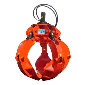Top Quality Red Color 400 LT 5 Nails ST52 Hardox Orange Peel Grapple Material Handling Attachment For Excavator