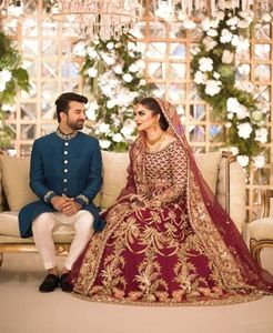NEW--INDIAN/PAKISTANI--STYLISH--BRIDAL FLOOR-LENGTH--DRESS-embellie en cristal perles de verre pierre, DABKA travail pour mariage @ 2021 - Product Image 1
