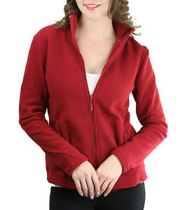 Veste polaire d'hiver pour femme avec fermeture éclair intégrale et col montant, légère et chaude, service OEM disponible - Product Image 1