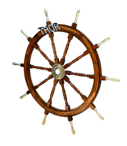 Timón de Barco Coleccionable, Decoración Náutica Pirata de Madera, con Asa de Latón, Letreros de Barco para Pared, 72 Pulgadas, Regalo - Product Image 5