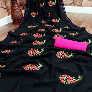 Sarees Soie Partie Porter Indien Dernier Designer Femmes Porter Sari Avec Blouse Japon Satin Crape Soie Tissus Doux Impression Numérique Sari Vêtements - Product Image 1