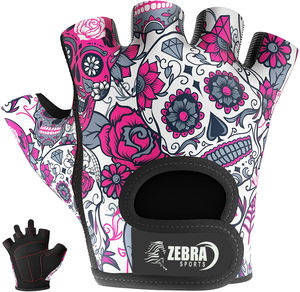 Gants de musculation respirants avec imprimé tête de mort, gants de musculation unisexes avec rembourrage Grip-Lock, gants de sport - Product Image 1