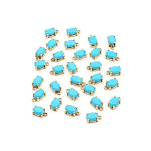 ต่างหูจี้ทองเหลืองชุบทองประดับพลอยเทอร์ควอยซ์ทรงรี ขนาด 5x7 มม. แบบห่วงเดี่ยว งานแฮนด์เมด ดีไซน์ทันสมัย - Product Image 2