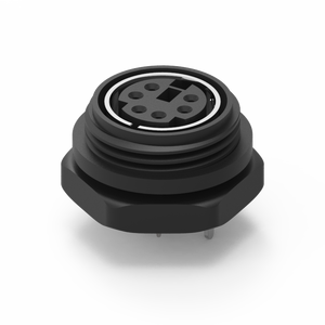 ขั้วต่อแบบ Mini Din 6 พิน ตัวเมีย แบบล็อคด้านหลัง ชนิด DIP ทำจากทองเหลือง - Product Image 1