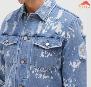 2025 vestes en jean bleu personnalisées pour hommes Design en détresse à la mode grande taille Style décontracté pour l'hiver - Product Image 6