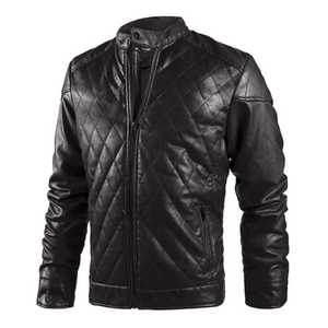 Blouson d'hiver en cuir Pu à col montant, blouson personnalisé pour homme, à la mode, vente en gros - Product Image 5
