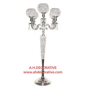 5 Arms Silver Candelabra With Crystal <b>Globe</b> Aluminum Tall Nickel Plated Handmade candle Stand for Centerpiece Table Decoration - Product Image 5