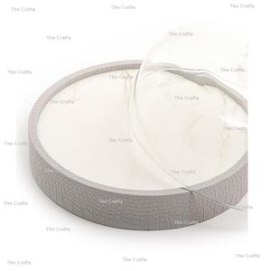 Plateau de service en bois et cuir avec couvercle en verre plateau à Dessert gâteau de qualité supérieure pour accessoires de table - Product Image 5