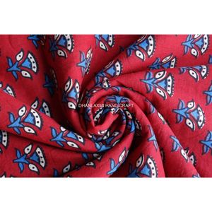 Indian 100% Cotton Traditional Running Craft Fabric Ajrakh Printed Rose Madder Printed Dress Material - Product Image 4