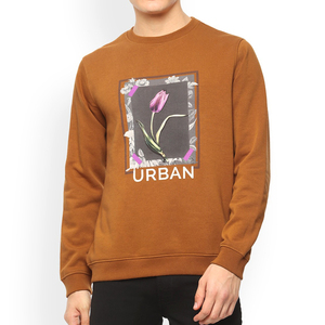 <b>Mens</b> Khaki and <b>Grey</b> Floral Printed <b>Sweatshirt</b> Unisex Custom Your Logo Party Wear <b>Sweatshirt</b> - Product Image 1