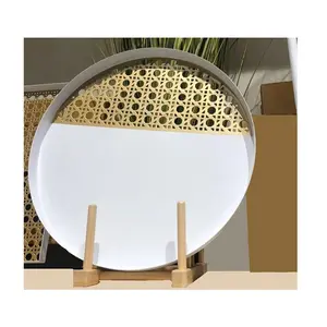 Extremely Good Design Metal Serving Tray In White And Gold Color Round Shape Food Chocolate Serving Tray