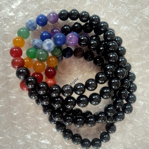 Bracelet sept chakras avec tourmaline noire, pierres précieuses naturelles, bracelet 7 chakras de qualité supérieure, vente en gros, perles naturelles de 8 mm - Product Image 2