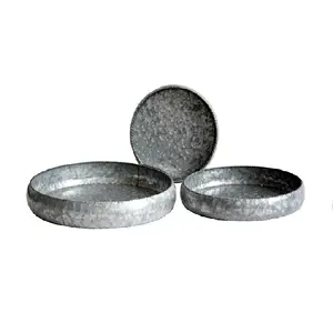 Bandeja de Metal galvanizada redonda para decoración del hogar, bandeja de almacenamiento de oro hecha a mano, redonda, Europa - Product Image 1